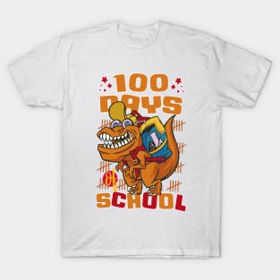 100 Days of school featuring a T-rex dino with bacpack #2 T-Shirt